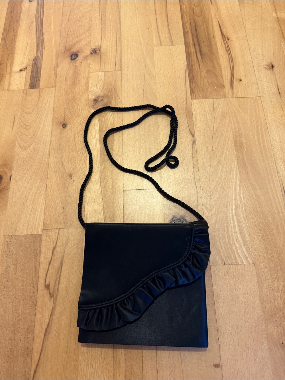 Liz Claiborne Black Ruffled Crossbody Shoulder Bag